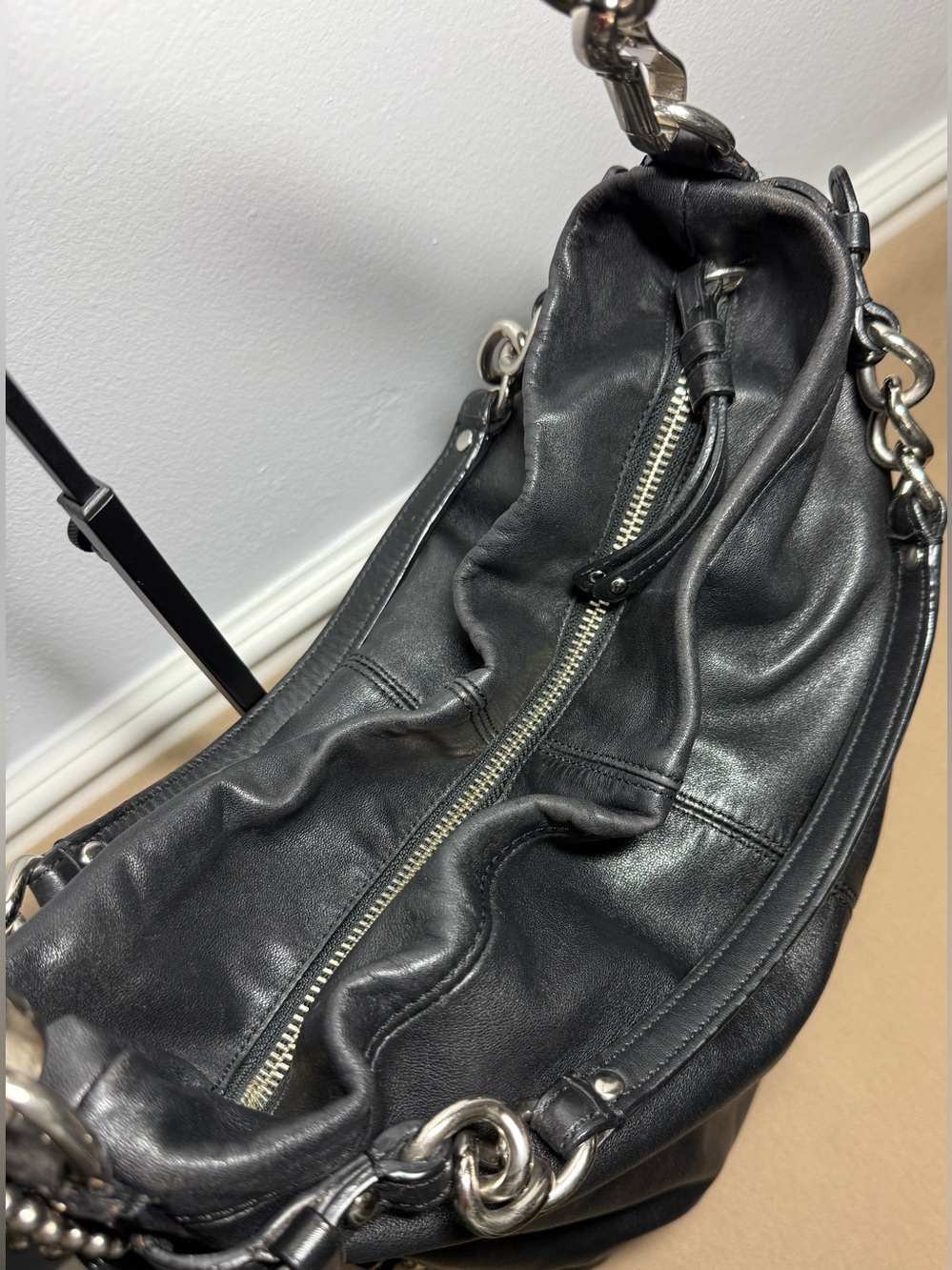 Authentic Coach Brooke Hobo Bag - Black Pebbled Leather #14821 - Picture 9 of 13